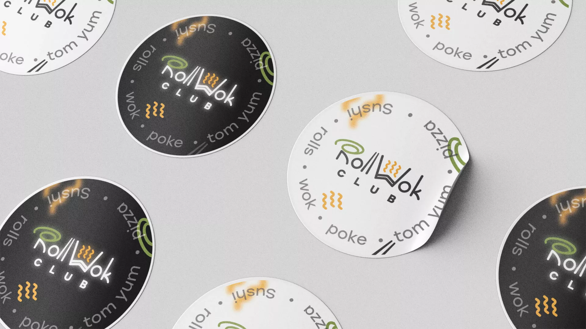 Разработка наклеек для суши-бара «Roll Wok Club» в Калязине